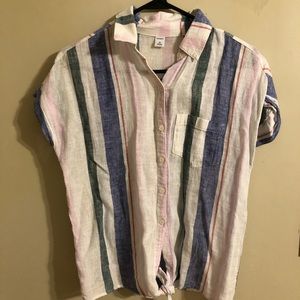 Old Navy Striped Button Tee